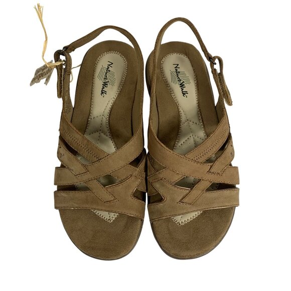Nature Walk By Earth Erin 7M Womens Brown Leather Upper Sandals Adjustable Strap - Picture 3 of 12